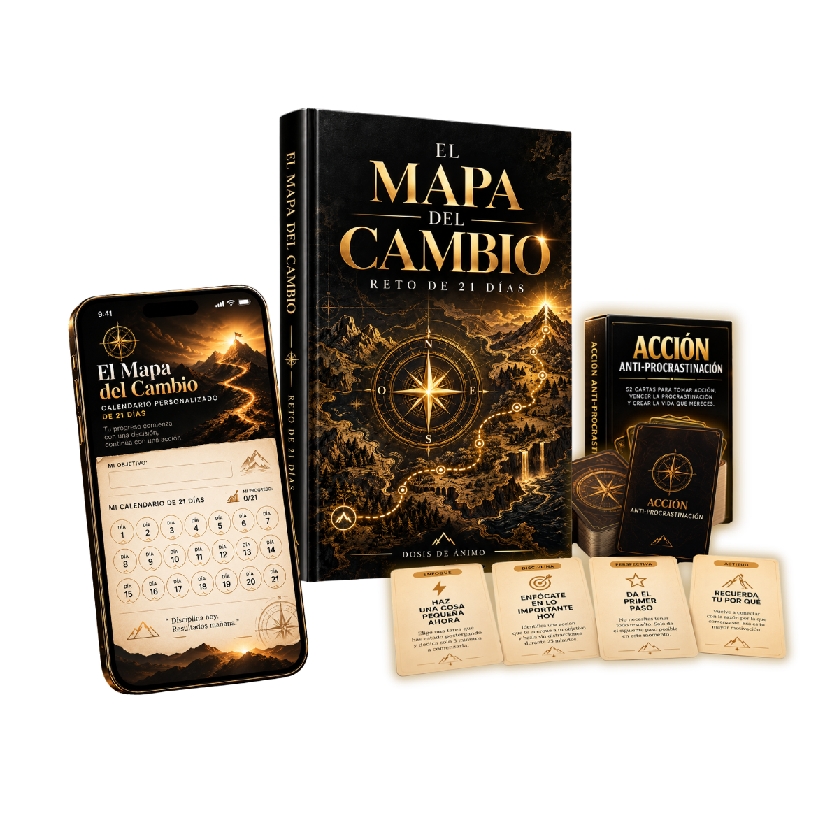 Kit El Mapa del Cambio: ebook, calendario de 21 días y baraja Acción